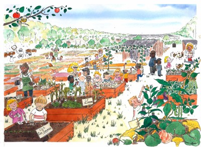 La ferme des carrés potagers Commande d’illustration pour présenter le projet de ferme à Maison-Laffite(78)